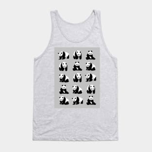 Panda Bear Pattern on a Grey Background Tank Top